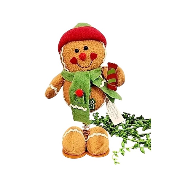 The Unbranded Brand Other - Gingerbread Man Plush Shelf Sitter Wiggler Christmas Tabletop Home Decor 9" NEW